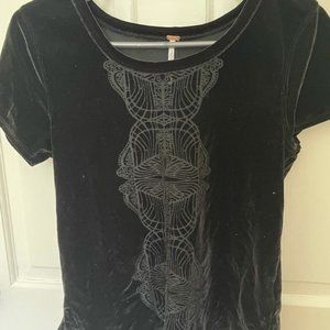 Free People crew neck black velvet tee